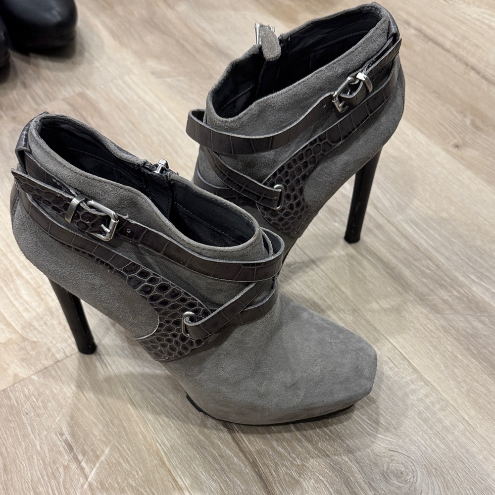 Guess Gray and Brown Heeled Boots